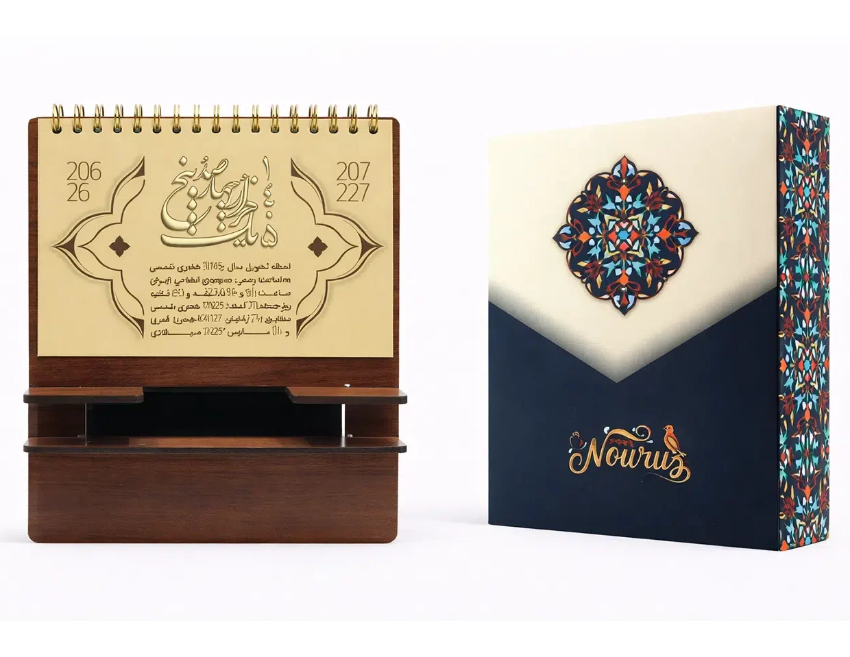تقویم رومیزی چوبی با جعبه TA-sh080